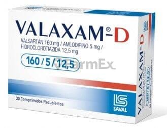 Valaxam-D 160 mg / 5 mg / 12.5 mg x 30 comprimidos Farmex-Pluxee-Persistente